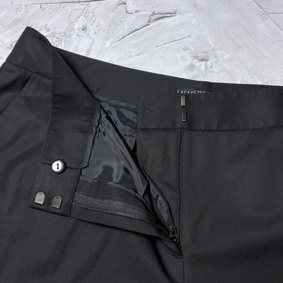 Lafayette 148 Barrow Wide Leg Virgin Wool Trousers SIZE 14 Black High Rise Pants - Picture 4 of 8